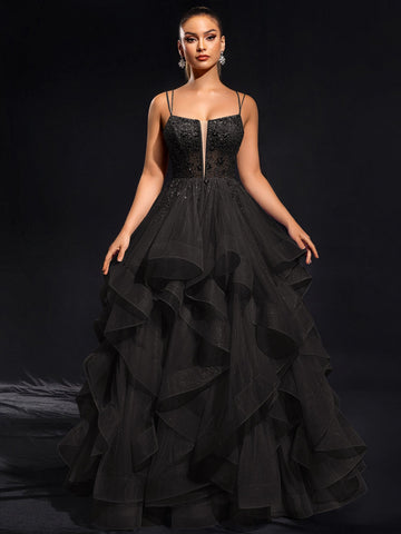 Slida/kolumnkåpa Golvlängd paljetter Satäng Maxiklänningar med paljetter