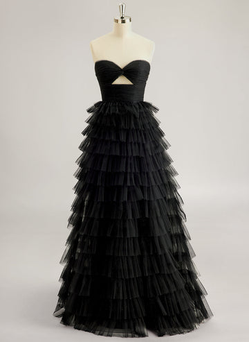 Ballkjole/Prinsesse Hjertehals Gulvlengde Tyll Ballkjoler Med Plissert