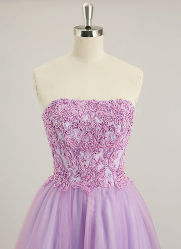 Ballkjole/Prinsesse Hjertehals Gulvlengde Tyll Ballkjoler Med Perler