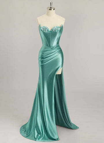 Trompet/Havfrue Hjertehals Sweep Slep Jersey Ballkjoler Med Paljetter