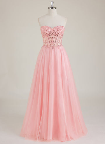 Stroppløs Hjertehals Rhinestone Paljetter Tyll Ballkjole/Prinsesse Maxikjole