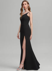 Slire/Søyle One Shoulder Gulvlengde Stretch Crepe Maxikjoler