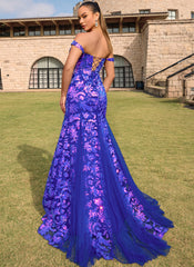 Sparkly Floral Lace Up Back Strapless Sweetheart Corset Sequin Mermaid Maxi Dress With Slit