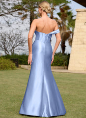 Convertible One Shoulder Ruched Corset Sheath Maxi Dress With Slit