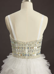 Ballkjole/Prinsesse Hjertehals V-hals Sweep Slep Tyll Ballkjoler Med Rhinestone Paljetter Perler