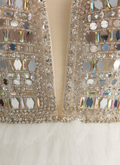 Balklänning/Princess Hjärteringning V-ringning Svepande släp Tyll Balklänningar med strass paljetter pärlor