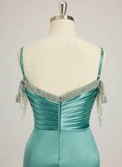 Trumpet/Sjöjungfru Off the Shoulder Svepande släp Jersey Balklänningar med strass pärlor