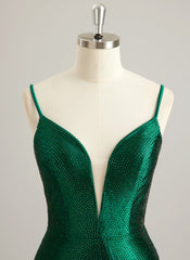Slire/Søyle V-hals Kort/Mini Jersey Ballkjoler Med Rhinestone