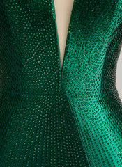 Sheath/Column V-Neck Short/Mini Jersey Prom Dresses With Rhinestone