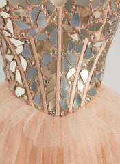 Ball-Gown/Princess Sweetheart Short/Mini Tulle Prom Dresses With Rhinestone Sequins Beading