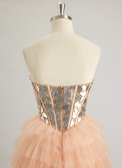 Ball-Gown/Princess Sweetheart Short/Mini Tulle Prom Dresses With Rhinestone Sequins Beading