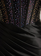 Trumpet/Sjöjungfru Skopa Svepande släp Silky Satäng Balklänningar med strass