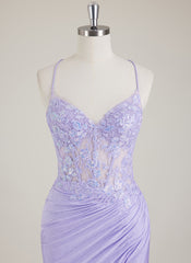Spaghetti Straps V-Neck Sequins Jersey Trumpet/Mermaid Maxi Dress With Leg Slit