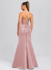 Slire/Søyle Fossefall Gulvlengde Paljett Sateng Maxikjoler Med Paljetter