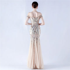 Off The Shoulder Tyll Paljett Havfrue Maxikjoler