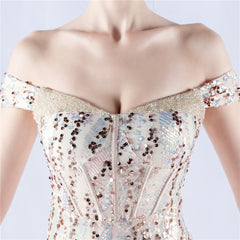 Off The Shoulder Tyll Paljett Havfrue Maxikjoler
