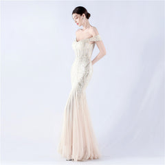 Off The Shoulder Tyll Paljett Havfrue Maxikjoler