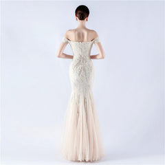 Off The Shoulder Tyll Paljett Havfrue Maxikjoler