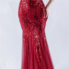 Off The Shoulder Tyll Paljett Havfrue Maxikjoler