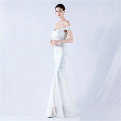 Off The Shoulder Tyll Paljett Havfrue Maxikjoler