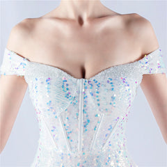 Off The Shoulder Tyll Paljett Havfrue Maxikjoler