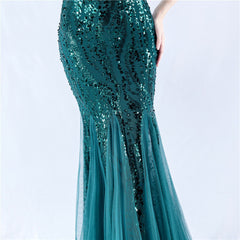Off The Shoulder Tyll Paljett Havfrue Maxikjoler